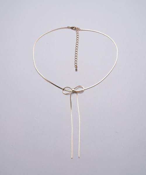 one after another NICE CLAUP（ワンアフターアナザーナイスクラップ）の「リボンネックレス（ネックレス・レディース・ゴールド/シルバー・FREE）」の2枚目の写真