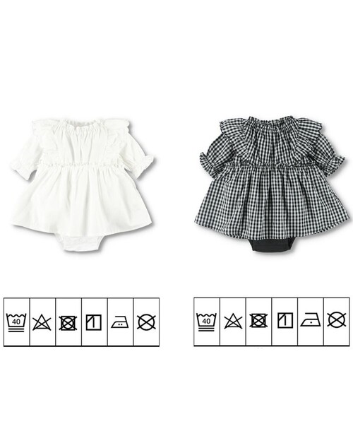 BRANSHES(ブランシェス)の「【ベビー/お揃い】スカラップ×フリルカバーオール(ロンパース・キッズ・ブラック/オフホワイト・80/70)」の12枚目の写真