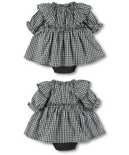 BRANSHES(ブランシェス)の「【ベビー/お揃い】スカラップ×フリルカバーオール(ロンパース・キッズ・ブラック/オフホワイト・80/70)」の15枚目の写真