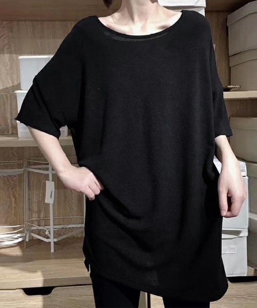 Miniministore(ミニミニストア)の「バッククロス tシャツカットソーロング丈(Tシャツ/カットソー・レディース・ホワイト/ブラック/グレー・FREE)」の6枚目の写真