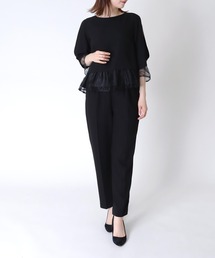 Jines | 【2点セット】レースブラウス＆テーパードパンツ(パンツドレス)