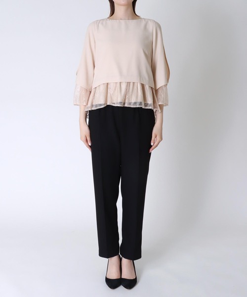 Jines（ジネス）の「【2点セット】レースブラウス＆テーパードパンツ（パンツドレス・レディース・ブラック・38）」の9枚目の写真