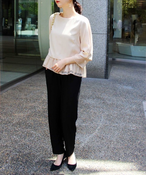 Jines（ジネス）の「【2点セット】レースブラウス＆テーパードパンツ（パンツドレス・レディース・ブラック・38）」の2枚目の写真