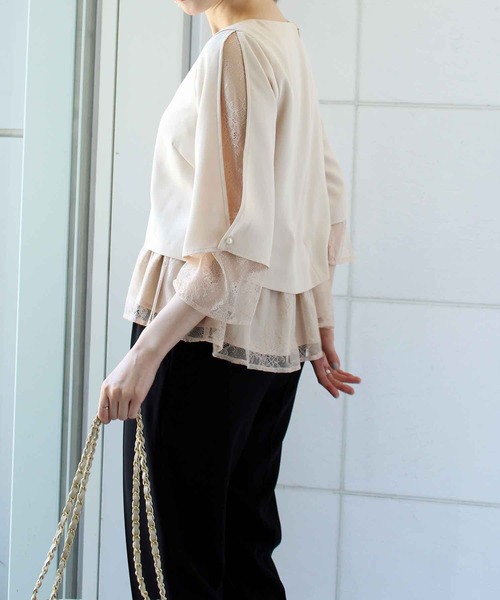 Jines（ジネス）の「【2点セット】レースブラウス＆テーパードパンツ（パンツドレス・レディース・ブラック・38）」の5枚目の写真