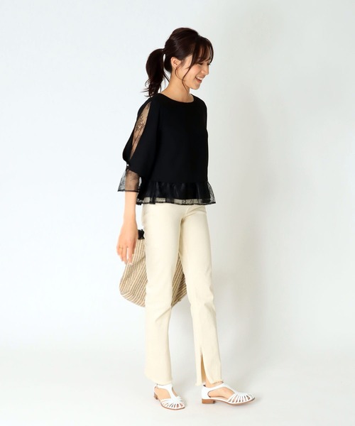 Jines（ジネス）の「【2点セット】レースブラウス＆テーパードパンツ（パンツドレス・レディース・ブラック・38）」の6枚目の写真