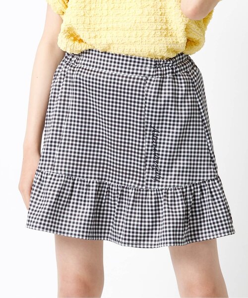 algy（アルジー）の「【セットアップ対応】フレア切替スカート（スカート・キッズ・チェック/インディゴブルー/アイボリー・X-SMALL/SMALL/MEDIUM/XX-SMALL）」の2枚目の写真