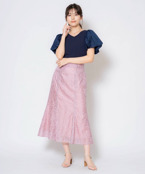 NOELA(ノエラ)の「刺繍パイピングスカート(スカート・レディース・オフホワイト/ライトグリーン/ピンク・M/S)」の7枚目の写真