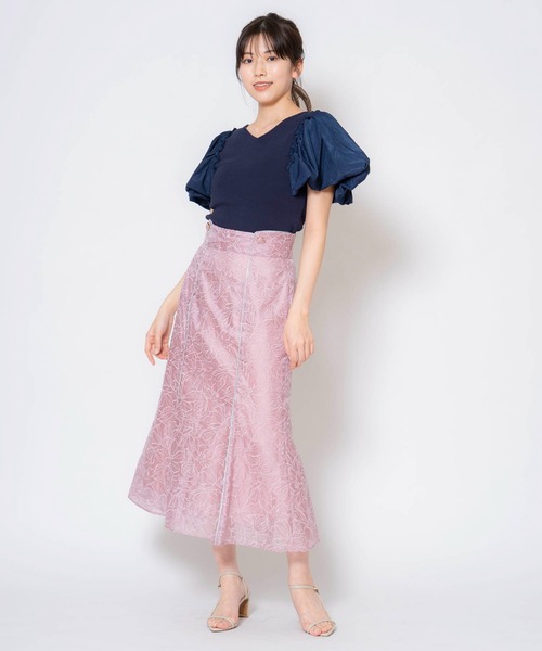 NOELA(ノエラ)の「刺繍パイピングスカート(スカート・レディース・オフホワイト/ライトグリーン/ピンク・M/S)」の8枚目の写真