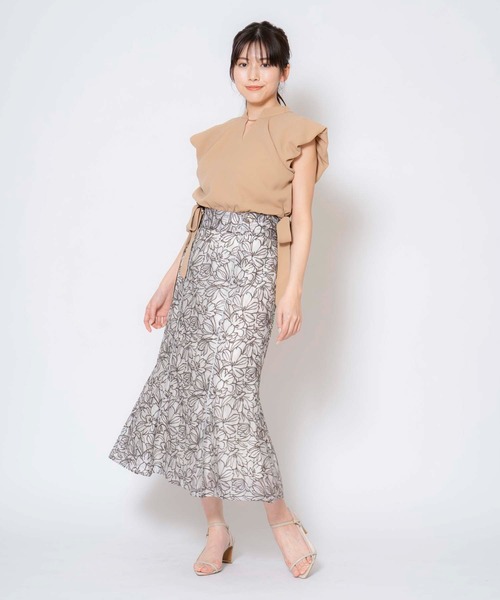 NOELA(ノエラ)の「刺繍パイピングスカート(スカート・レディース・オフホワイト/ライトグリーン/ピンク・M/S)」の4枚目の写真