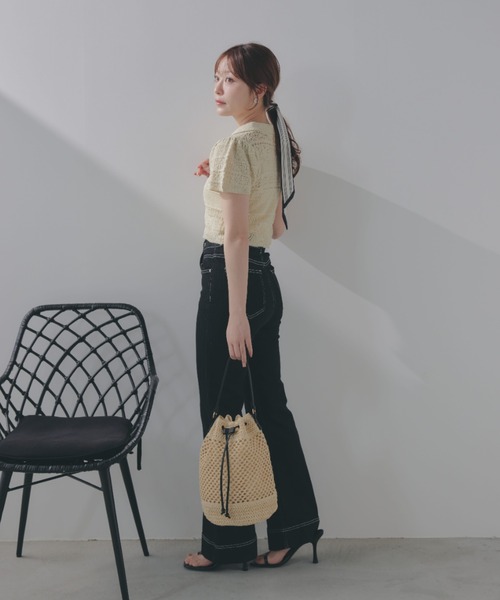 ECREL（エクレール）の「クロシェレースポロニット（ニット/セーター・レディース・ブルー/ピンク/ブラック/ネイビー/アイボリー・FREE）」の12枚目の写真