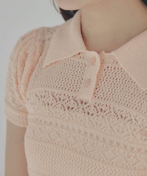 ECREL（エクレール）の「クロシェレースポロニット（ニット/セーター・レディース・ブルー/ピンク/ブラック/ネイビー/アイボリー・FREE）」の15枚目の写真