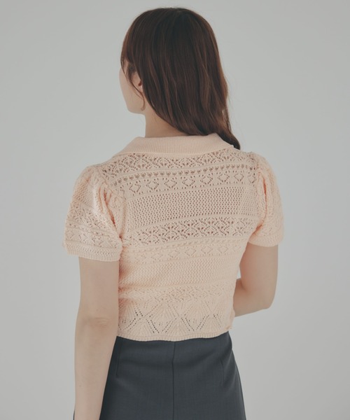 ECREL（エクレール）の「クロシェレースポロニット（ニット/セーター・レディース・ブルー/ピンク/ブラック/ネイビー/アイボリー・FREE）」の17枚目の写真