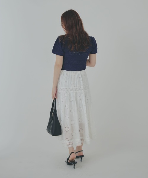 ECREL（エクレール）の「クロシェレースポロニット（ニット/セーター・レディース・ブルー/ピンク/ブラック/ネイビー/アイボリー・FREE）」の22枚目の写真