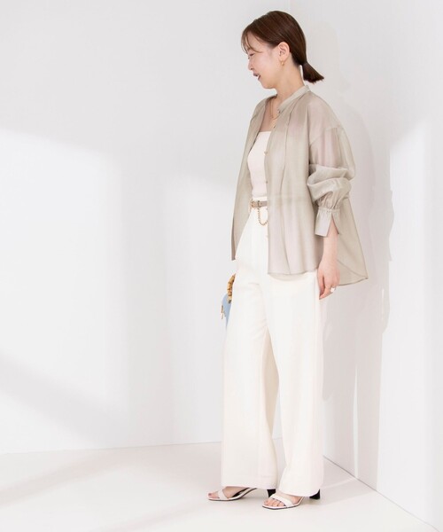 NOLLEY’S（ノーリーズ）の「シアーシャツ（シャツ/ブラウス・レディース・ネイビー/ベビーピンク/サックスブルー/グレイッシュベージュ・38/36）」の7枚目の写真