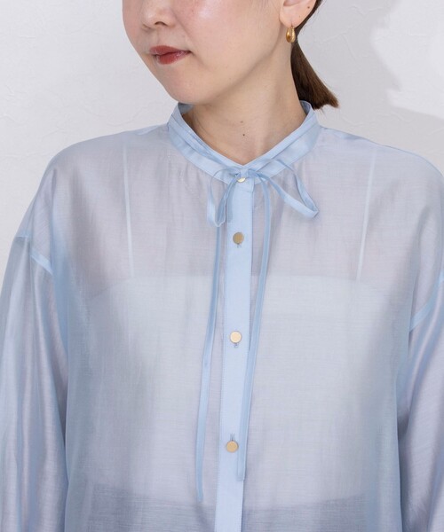 NOLLEY’S（ノーリーズ）の「シアーシャツ（シャツ/ブラウス・レディース・ネイビー/ベビーピンク/サックスブルー/グレイッシュベージュ・38/36）」の14枚目の写真