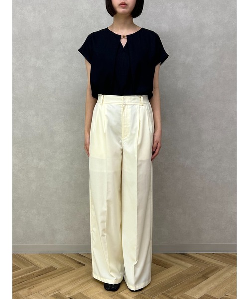TONAL(トーナル)の「タックワイドロングパンツ(その他パンツ・レディース・アイボリー/ブラック/グレー・38)」の7枚目の写真