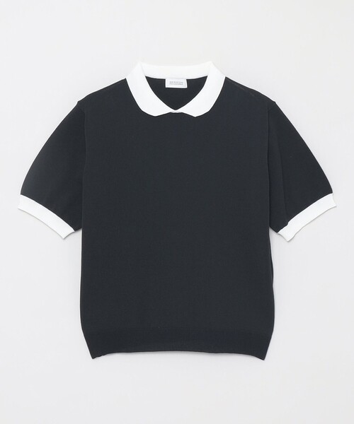 MACKINTOSH PHILOSOPHY（ﾏｯｷﾝﾄｯｼｭ ﾌｨﾛｿﾌｨｰ）の「【WEB&一部店舗限定】バイカラーニットポロ（ニット/セーター・レディース・グレー系その他/ベージュ/ブラック・38）」の2枚目の写真