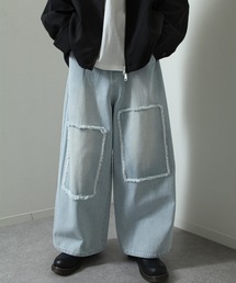 NILWAY | パッチワーク ストレート ワイド デニムパンツ(デニムパンツ)