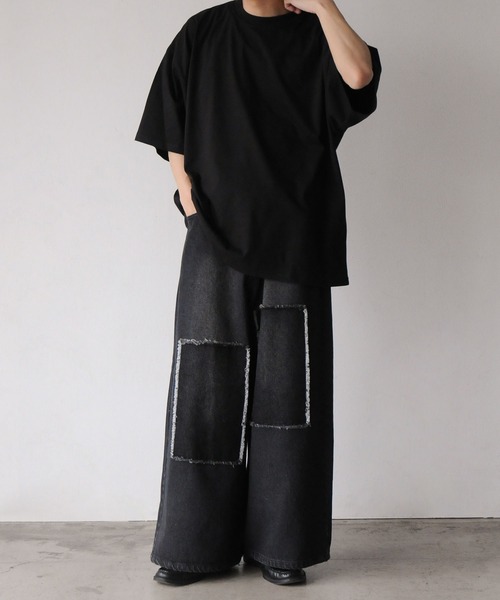 NILWAY（ニルウェイ）の「パッチワーク ストレート ワイド デニムパンツ（デニムパンツ・メンズ・ブラック/インディゴブルー/サックスブルー・SMALL/MEDIUM/LARGE）」の14枚目の写真