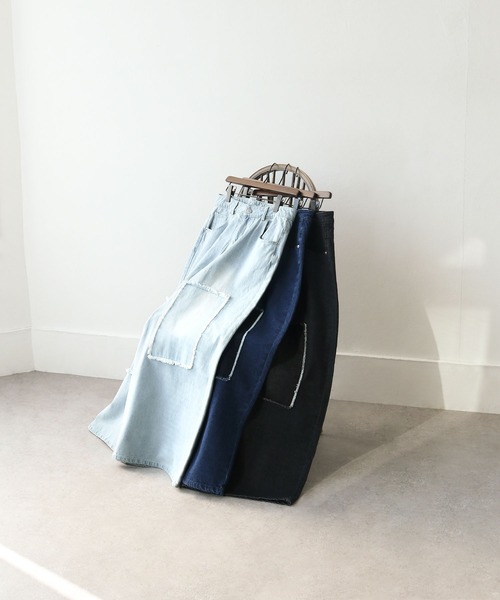 NILWAY（ニルウェイ）の「パッチワーク ストレート ワイド デニムパンツ（デニムパンツ・メンズ・ブラック/インディゴブルー/サックスブルー・SMALL/MEDIUM/LARGE）」の4枚目の写真