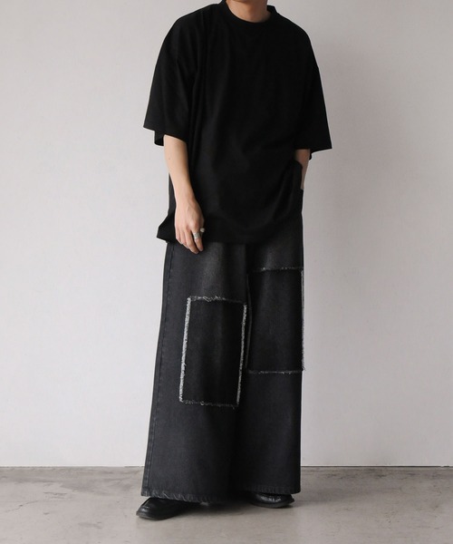 NILWAY（ニルウェイ）の「パッチワーク ストレート ワイド デニムパンツ（デニムパンツ・メンズ・ブラック/インディゴブルー/サックスブルー・SMALL/MEDIUM/LARGE）」の13枚目の写真