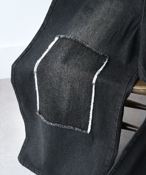 NILWAY（ニルウェイ）の「パッチワーク ストレート ワイド デニムパンツ（デニムパンツ・メンズ・ブラック/インディゴブルー/サックスブルー・SMALL/MEDIUM/LARGE）」の7枚目の写真