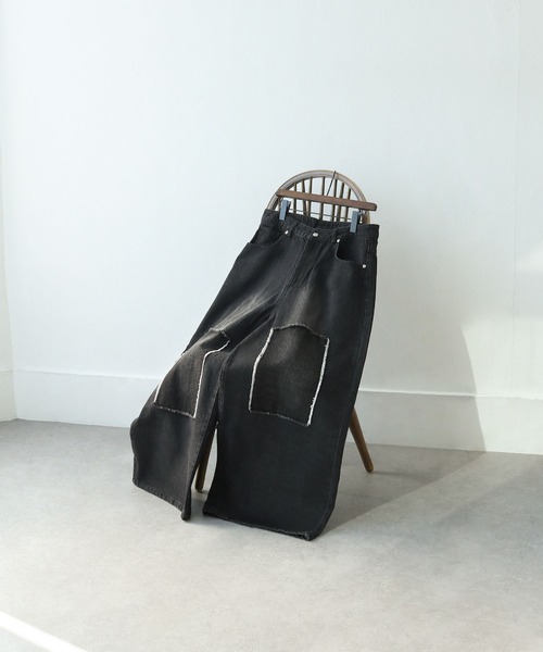 NILWAY（ニルウェイ）の「パッチワーク ストレート ワイド デニムパンツ（デニムパンツ・メンズ・ブラック/インディゴブルー/サックスブルー・SMALL/MEDIUM/LARGE）」の16枚目の写真