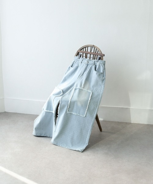 NILWAY（ニルウェイ）の「パッチワーク ストレート ワイド デニムパンツ（デニムパンツ・メンズ・ブラック/インディゴブルー/サックスブルー・SMALL/MEDIUM/LARGE）」の17枚目の写真