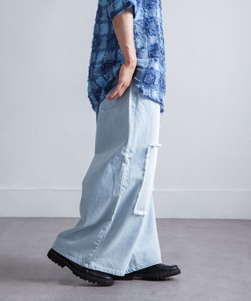 NILWAY（ニルウェイ）の「パッチワーク ストレート ワイド デニムパンツ（デニムパンツ・メンズ・ブラック/インディゴブルー/サックスブルー・SMALL/MEDIUM/LARGE）」の21枚目の写真