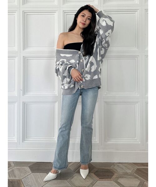 GYDA（ジェイダ）の「Gレオパードハイケージニットカーディガン（カーディガン/ボレロ・レディース・グレー/ベージュ/ライム/オフホワイト・FREE）」の15枚目の写真