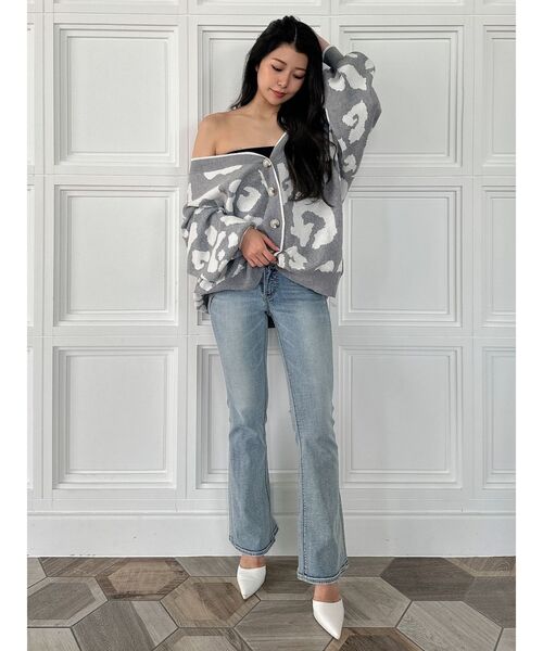 GYDA（ジェイダ）の「Gレオパードハイケージニットカーディガン（カーディガン/ボレロ・レディース・グレー/ベージュ/ライム/オフホワイト・FREE）」の16枚目の写真