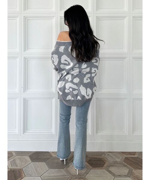 GYDA（ジェイダ）の「Gレオパードハイケージニットカーディガン（カーディガン/ボレロ・レディース・グレー/ベージュ/ライム/オフホワイト・FREE）」の8枚目の写真