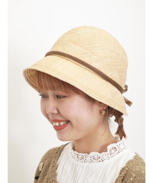 Samansa Mos2（サマンサ モスモス）の「【UVカット】ラフィアバックリボンスリットハット（ハット・レディース・ブラウン/ブラック・F）」の3枚目の写真