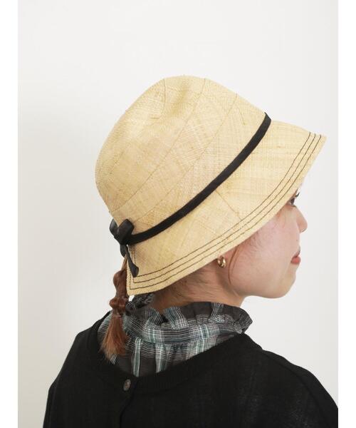 Samansa Mos2（サマンサ モスモス）の「【UVカット】ラフィアバックリボンスリットハット（ハット・レディース・ブラウン/ブラック・F）」の10枚目の写真