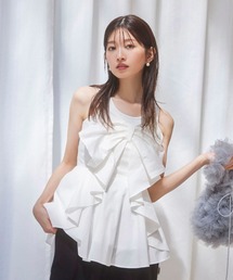 リボンディティールブラウス