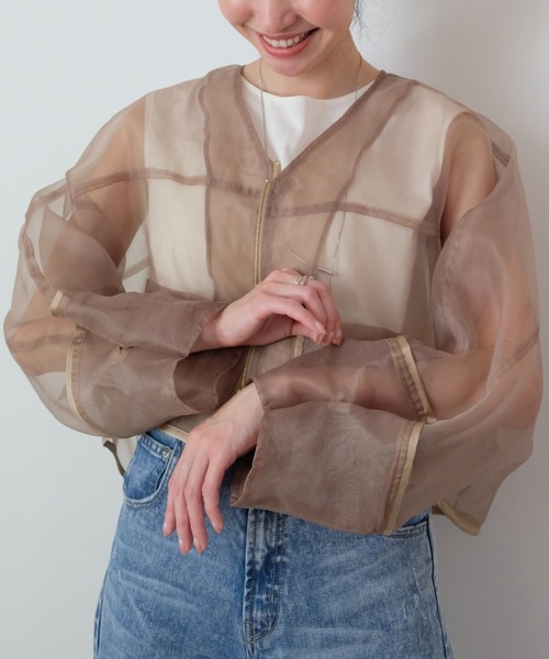 【セール】ビッグスリーブオーガンジーブルゾン（ブルゾン）｜TEVALT（ヴァレット）