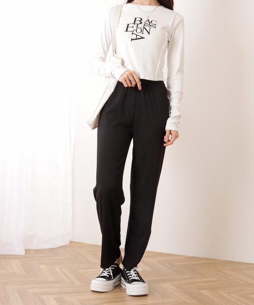 Lace Ladies(レースレディース)の「ソリッドカラー テレコ イージー ワイド パンツ(その他パンツ・レディース・ブラック/グレー/ブラウン・S/M/XL)」の5枚目の写真