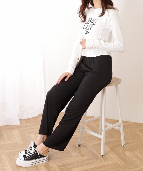 Lace Ladies(レースレディース)の「ソリッドカラー テレコ イージー ワイド パンツ(その他パンツ・レディース・ブラック/グレー/ブラウン・S/M/XL)」の8枚目の写真