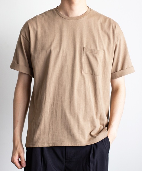 Magine（マージン）の「【SELECT】IR:16/-天竺ポケットTEE（Tシャツ/カットソー・メンズ・ベージュ/ブラック/グレー/ホワイト・L/M/XL）」の4枚目の写真