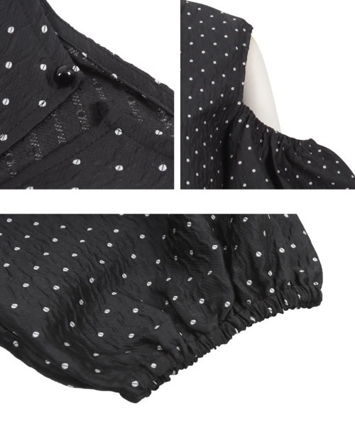 KOBE LETTUCE（コウベレタス）の「ぽこぽこジャガードショルダーカットペプラムトップス（シャツ/ブラウス・レディース・ブラック/ネイビー/グレー・M）」の11枚目の写真