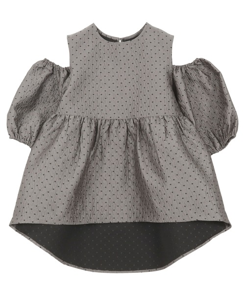 KOBE LETTUCE（コウベレタス）の「ぽこぽこジャガードショルダーカットペプラムトップス（シャツ/ブラウス・レディース・ブラック/ネイビー/グレー・M）」の14枚目の写真