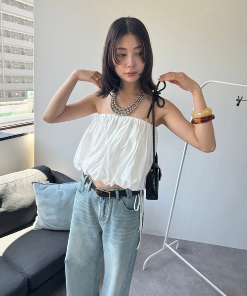 HANNE(アン)の「フレアベアトップス(その他トップス・レディース・ホワイト/ブラック・FREE)」の4枚目の写真