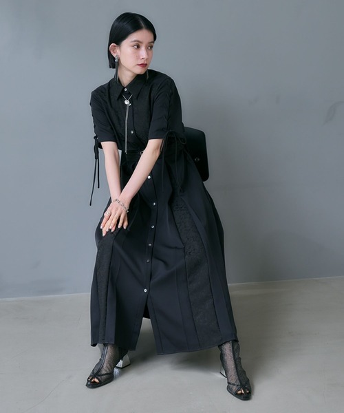 HARE ジャガードレースワンピース ボルドー HARE（ハレ）の「ジャガードレースアップワンピース(HARE