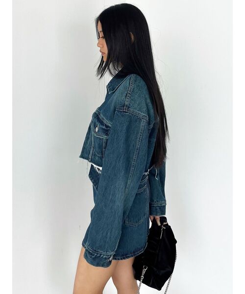 EMODA（エモダ）の「カットオフクロップドデニムジャケット（デニムジャケット・レディース・ブルー/ベージュ/ブラック・FREE）」の21枚目の写真