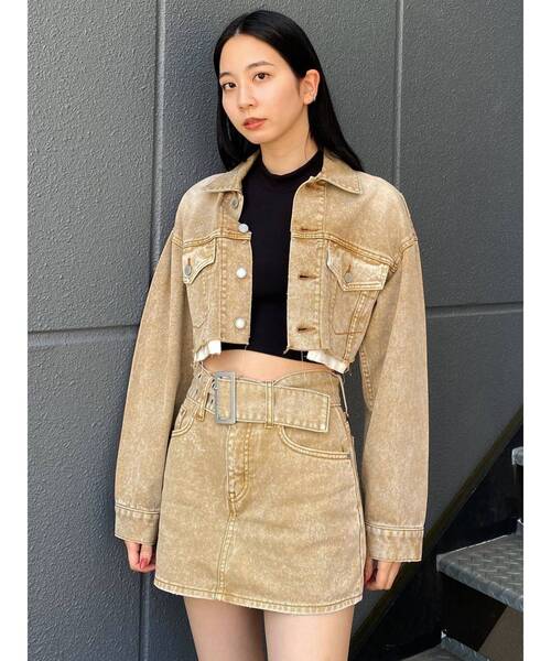 EMODA（エモダ）の「カットオフクロップドデニムジャケット（デニムジャケット・レディース・ブルー/ベージュ/ブラック・FREE）」の5枚目の写真