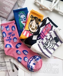 RiNc（リンク）の「【 NOLITA / ノリータ 】5足組 ストライプ カートゥーン フィギュア グラフィック クルー ソックス 靴下（ソックス/靴下）」