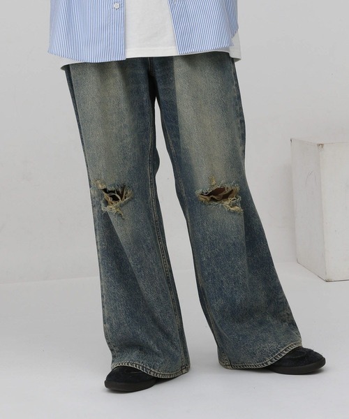 l.e.iレイ USA製 1980's～ヴィンテージフレアデニムパンツL 4size 】ヴィンテージライクストレッチブラックフレアデニム