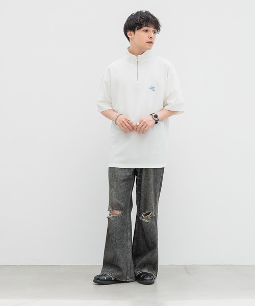 RAGEBLUE(レイジブルー)の「ヴィンテージライクダメージデニム/セミワイドフレアパンツ(デニムパンツ・メンズ・ブルー/グレー・MEDIUM/SMALL/LARGE)」の8枚目の写真