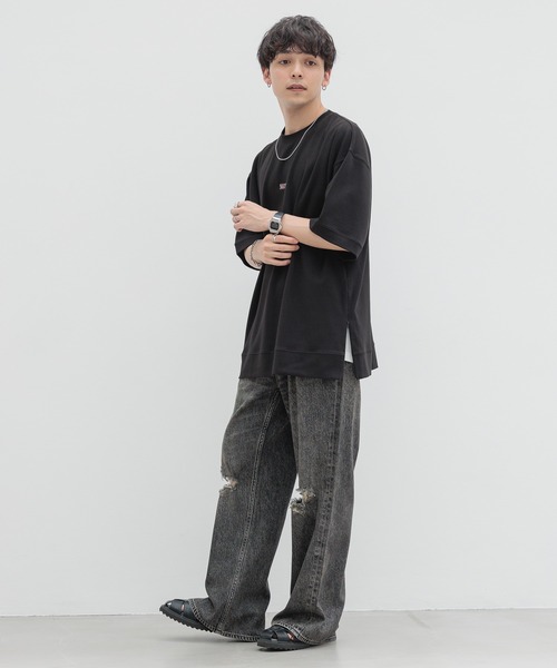 RAGEBLUE(レイジブルー)の「ヴィンテージライクダメージデニム/セミワイドフレアパンツ(デニムパンツ・メンズ・ブルー/グレー・MEDIUM/SMALL/LARGE)」の9枚目の写真