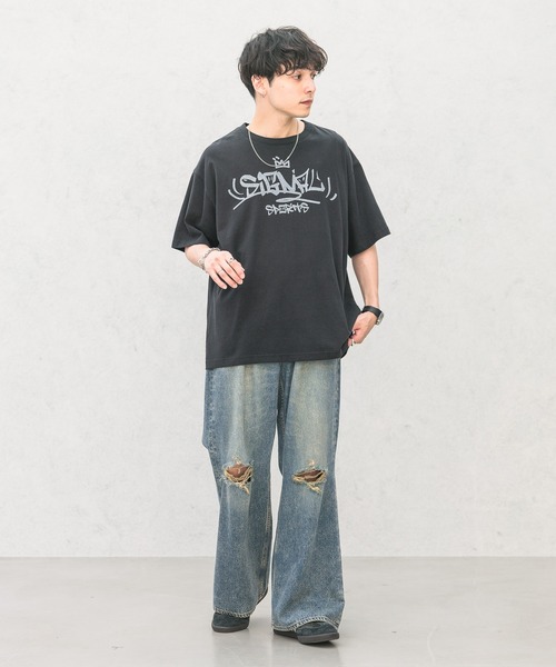 RAGEBLUE(レイジブルー)の「ヴィンテージライクダメージデニム/セミワイドフレアパンツ(デニムパンツ・メンズ・ブルー/グレー・MEDIUM/SMALL/LARGE)」の3枚目の写真